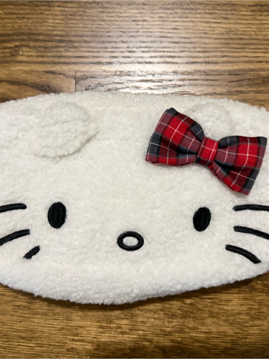 Stoney Clover Lane Hello Kitty Sherpa Face Pouch With Red Plaid Bow